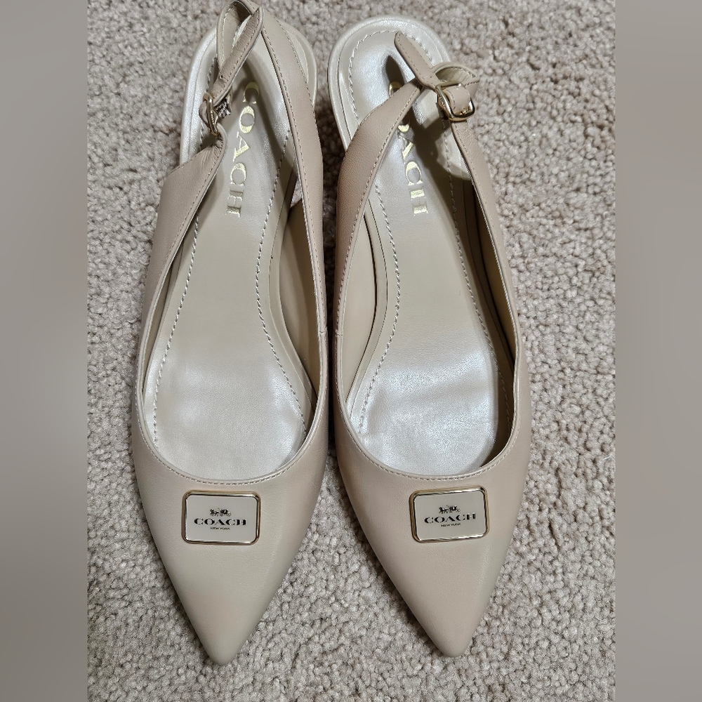 Coach Women's Beige Slingback Shoes